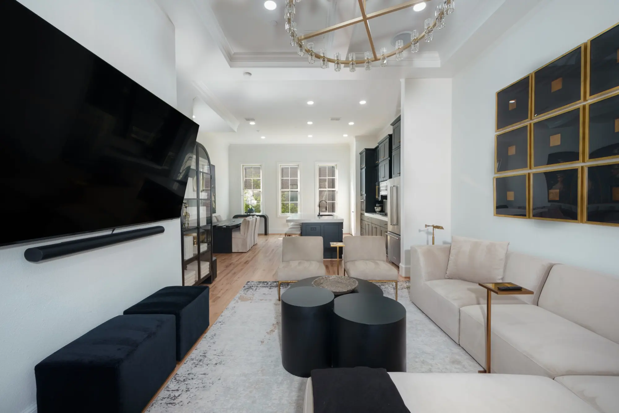 Kitchen detail with brass hardware