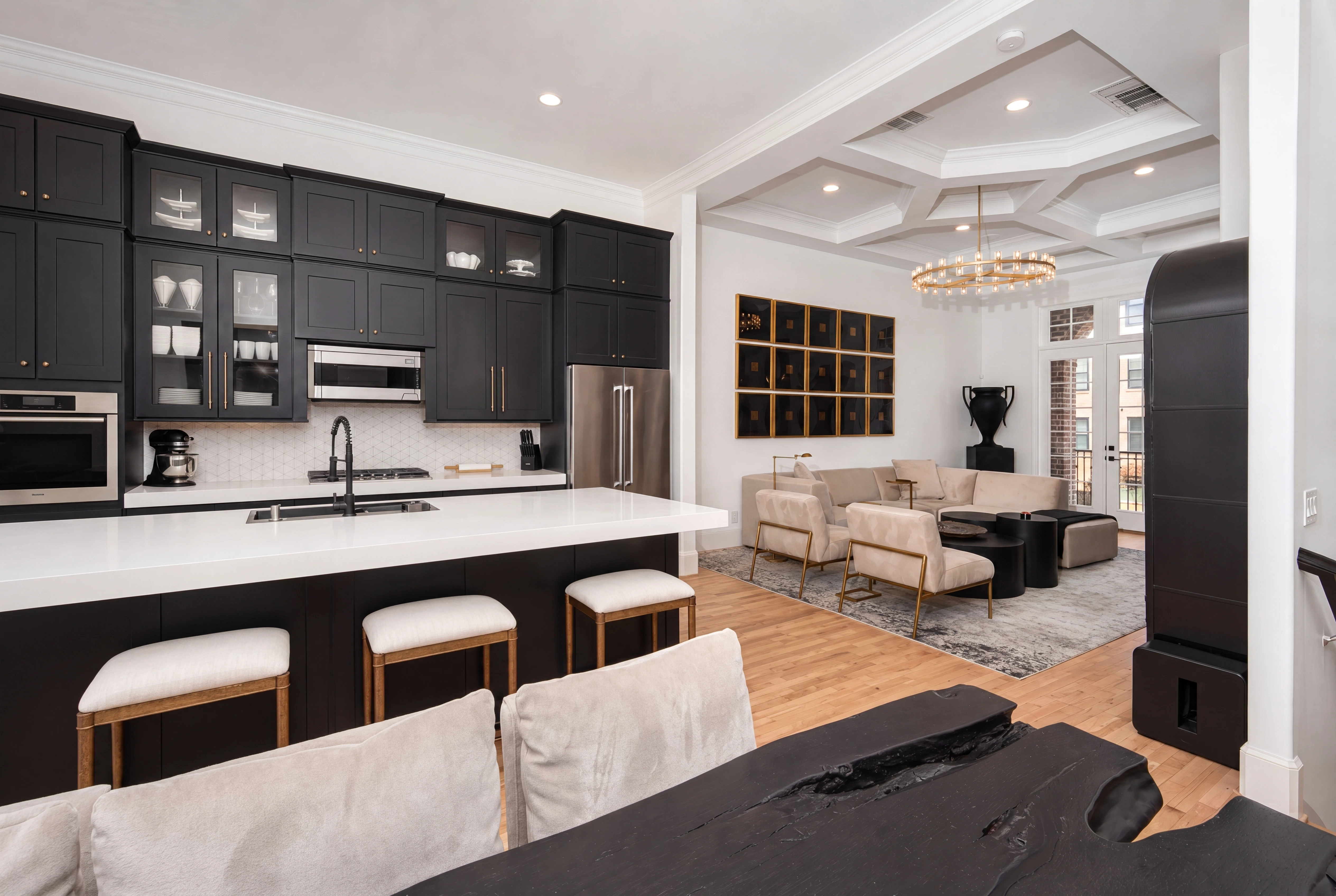 Open kitchen and living layout at 727 Will Rice